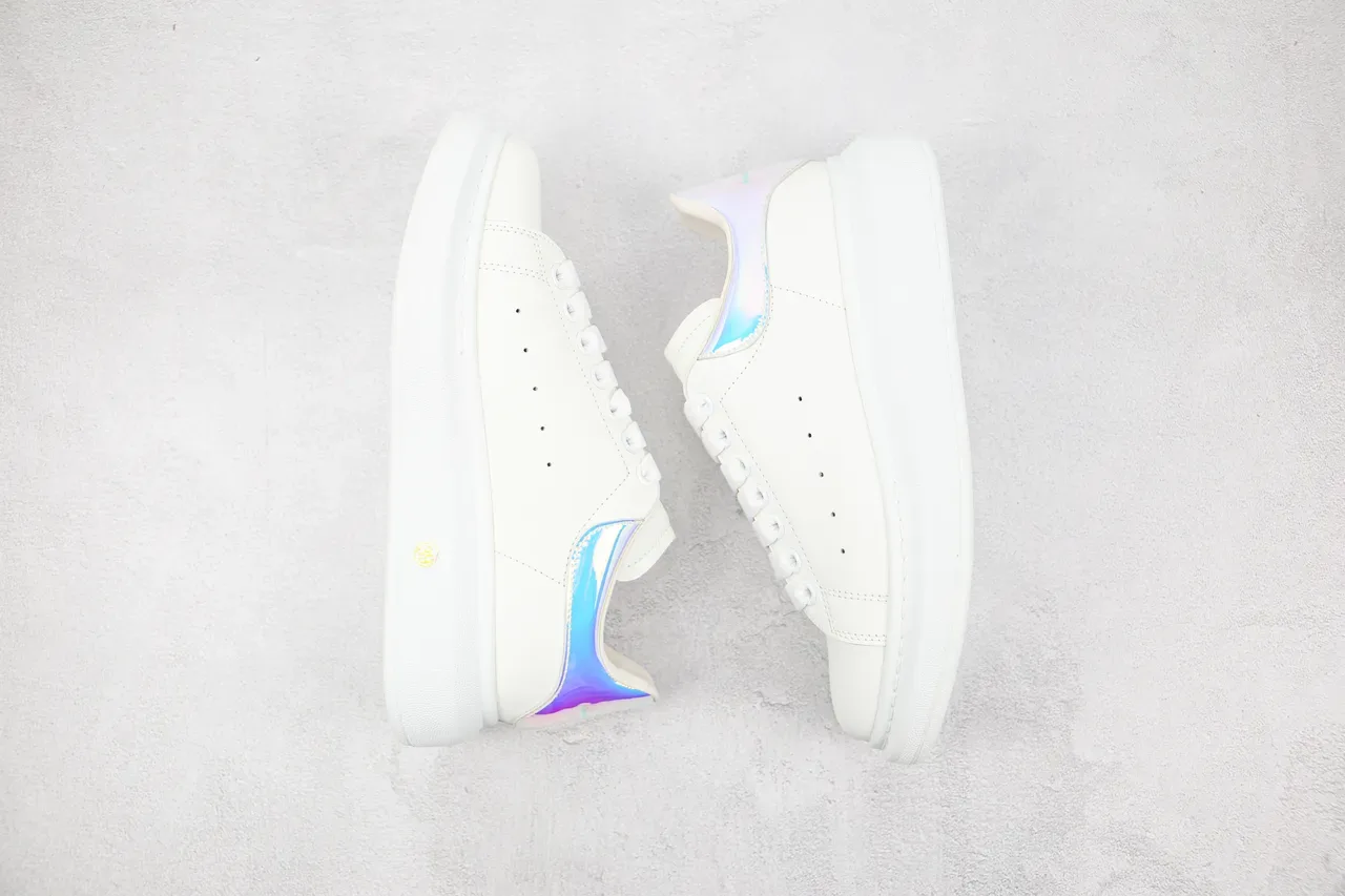 Alexander McQueen Oversized Sneaker White Holographic Heel Lifestyle Sneaker 9