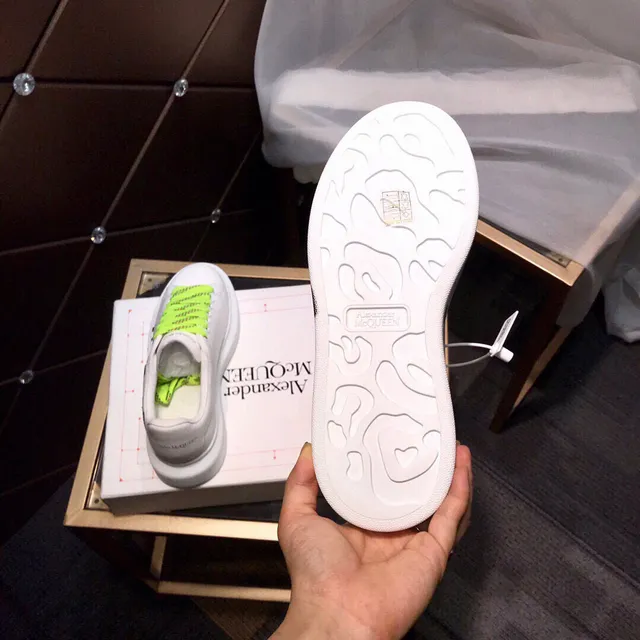 Alexander McQueen White Green Oversized Platform Sole Hand-Painted Cartoon Graphic Chunky Sneakers 3
