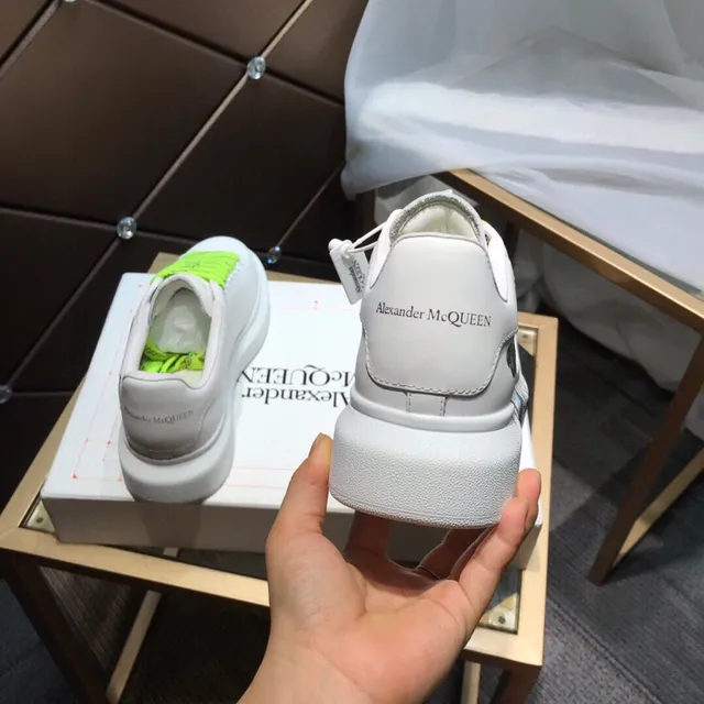 Alexander McQueen White Green Oversized Platform Sole Hand-Painted Cartoon Graphic Chunky Sneakers 5
