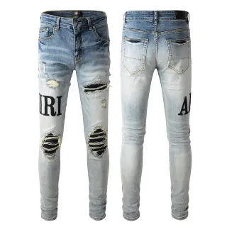 Amiri Logo Distressed Light-Wash Slim-Fit Jeans