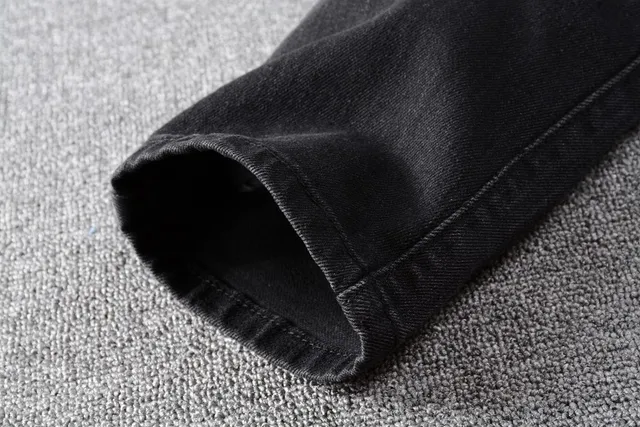 Amiri Motorcycle Black Gray Distressed Denim Paneling Jeans 20