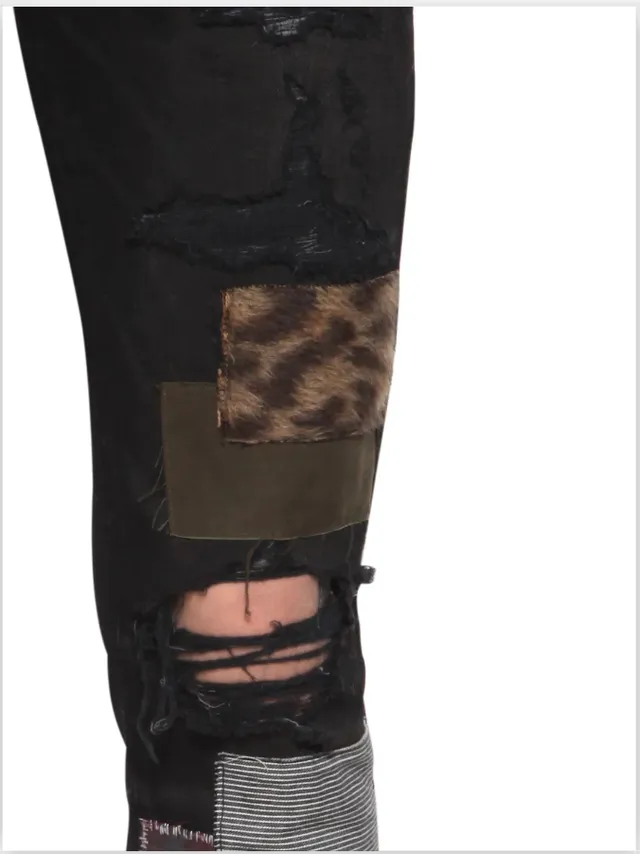 Amiri Patchwork Distressed Logo Jeans Preto 16