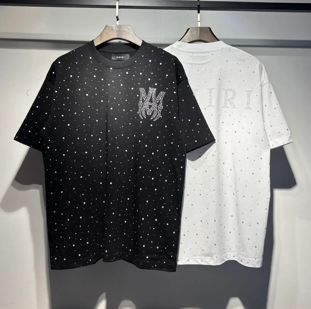 Amiri Rhinestone Dot Print Monogram T-Shirt 7