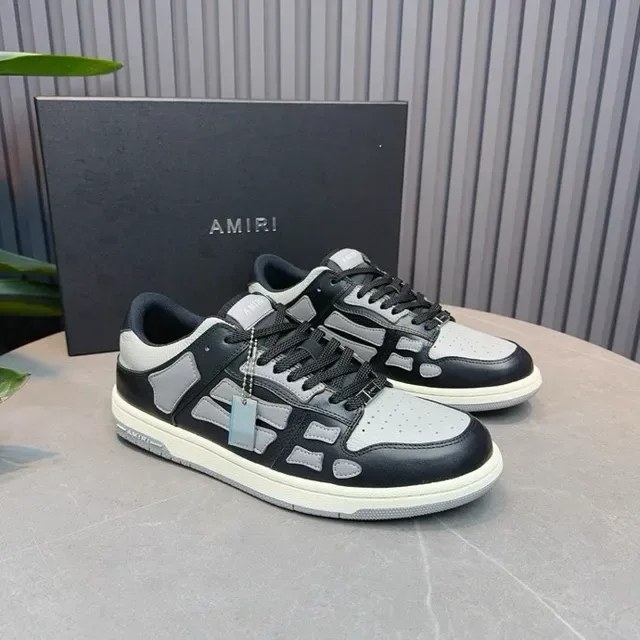 Amiri Skel Top Low Preto Cinza Sobreposição Esquelética Tênis Lifestyle 4