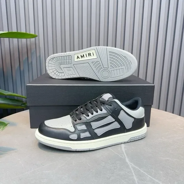 Amiri Skel Top Low Preto Cinza Sobreposição Esquelética Tênis Lifestyle 7