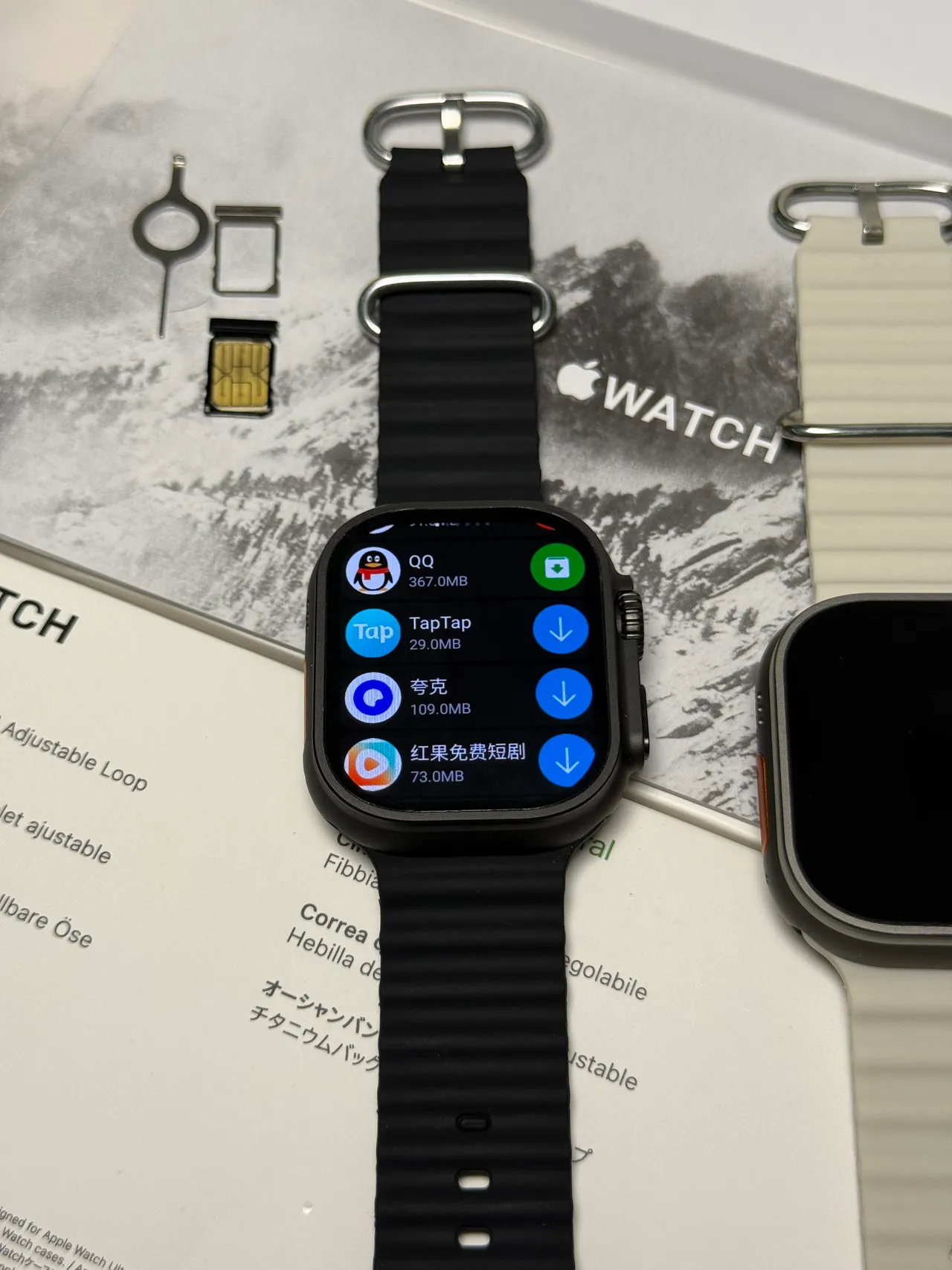 Apple Watch Ultra 2 Bracelet Noir Titane Texturé Montre Sport 3