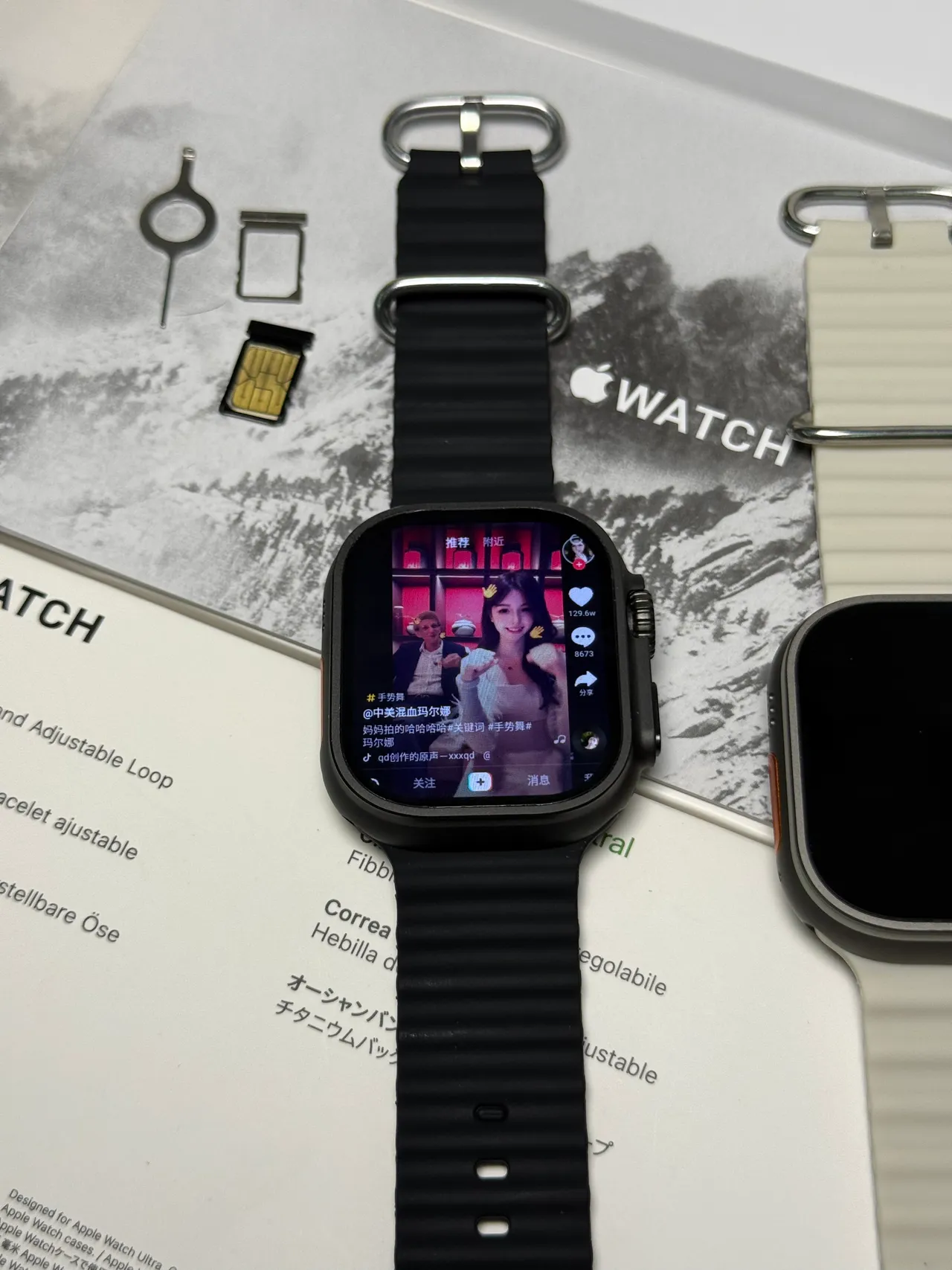 Apple Watch Ultra 2 Bracelet Noir Titane Texturé Montre Sport 7