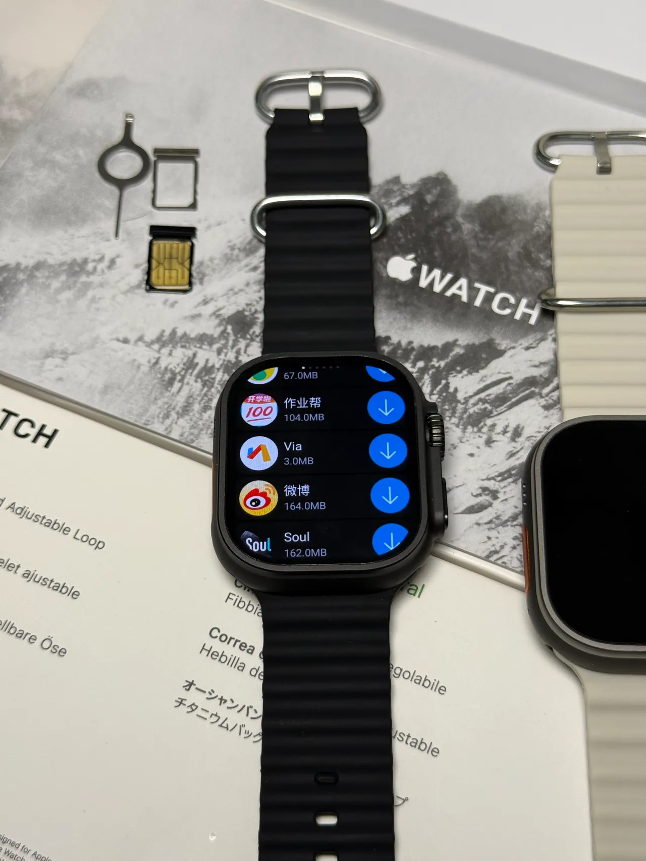 Apple Watch Ultra 2 Bracelet Noir Titane Texturé Montre Sport 13