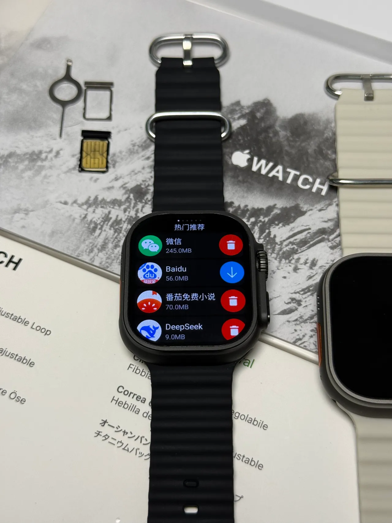 Apple Watch Ultra 2 Bracelet Noir Titane Texturé Montre Sport 14