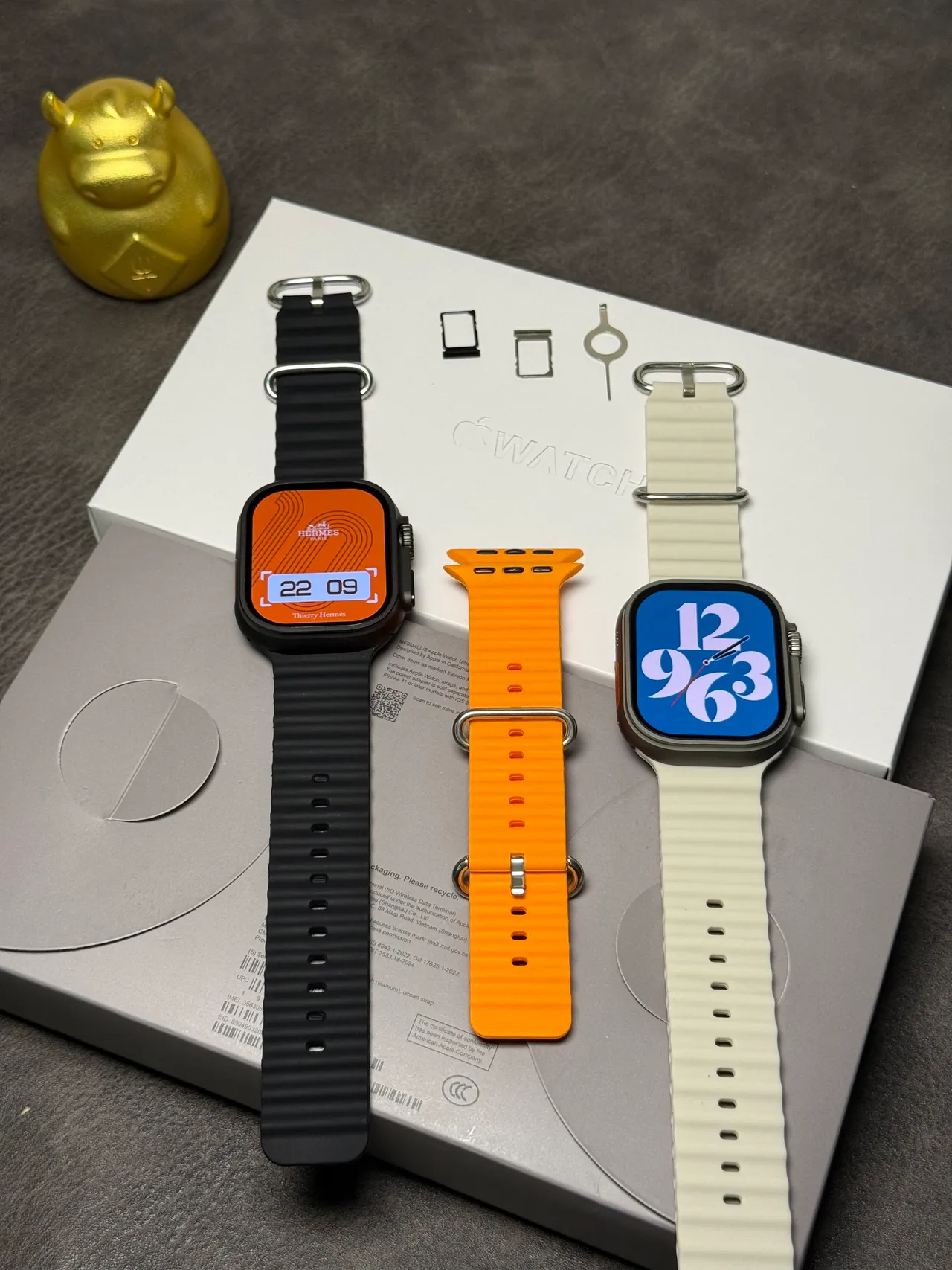 Apple Watch Ultra 2 Bracelet Noir Titane Texturé Montre Sport 15