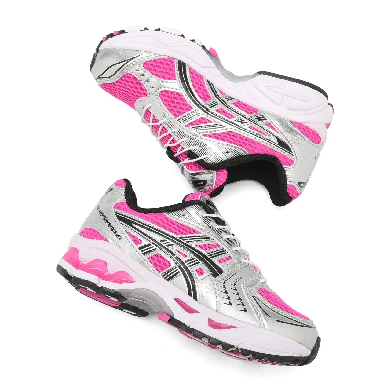 ASICS Gel-Kayano Preto Prata Superior Malha-Sintético Estruturado Gaiola de Estabilidade Medial Tênis de Corrida 18