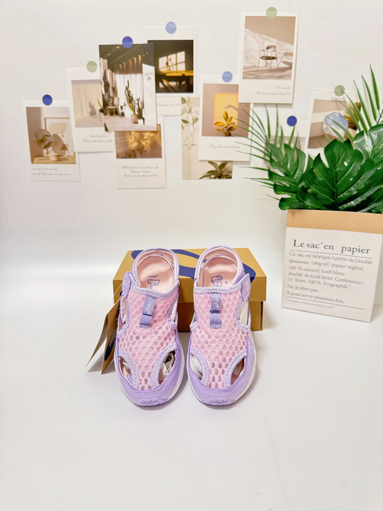 ASICS violet rose ouvert aux orteils lanière Velcro chaussures de course 2