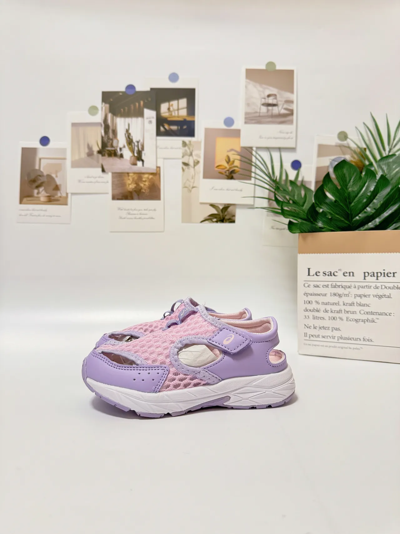 ASICS violet rose ouvert aux orteils lanière Velcro chaussures de course 4