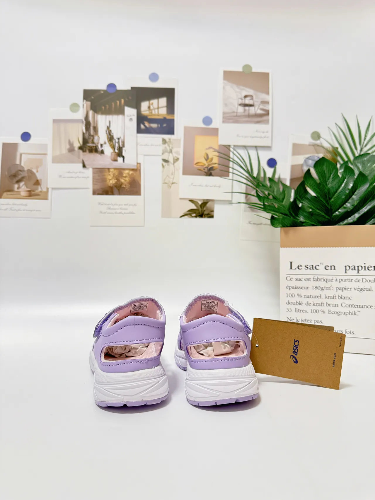 ASICS violet rose ouvert aux orteils lanière Velcro chaussures de course 6