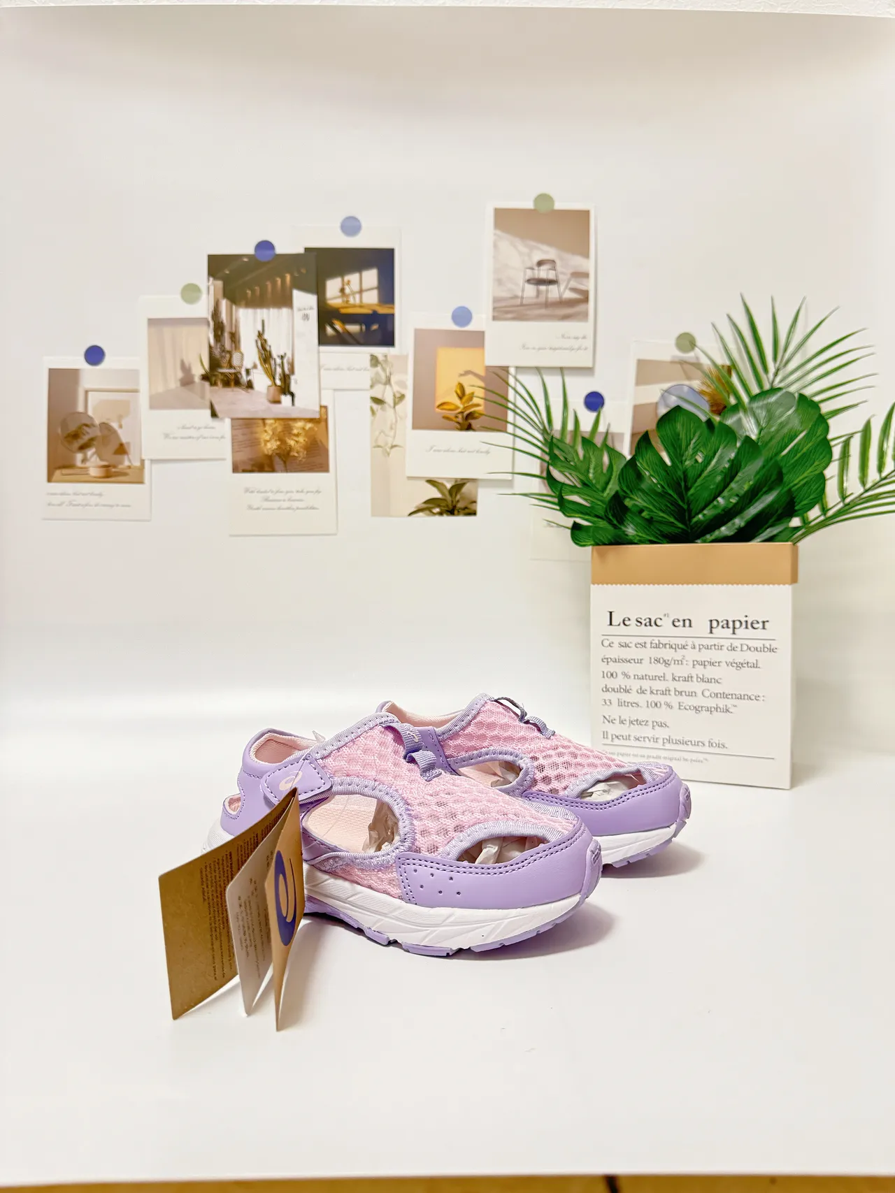 ASICS violet rose ouvert aux orteils lanière Velcro chaussures de course 7