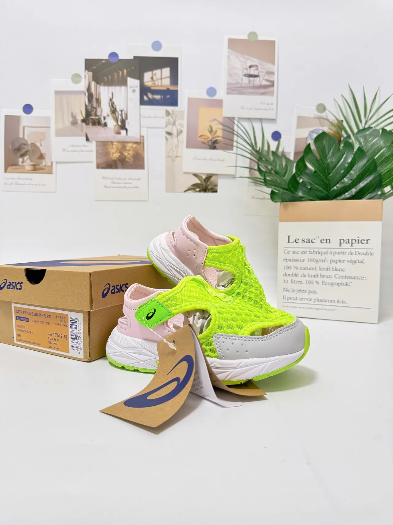 ASICS violet rose ouvert aux orteils lanière Velcro chaussures de course 19