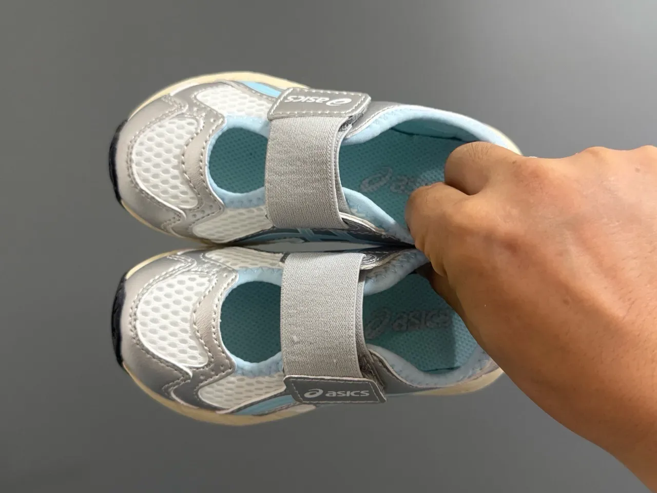 ASICS 银蓝色 网面鞋面 双魔术贴鞋带 生活方式运动鞋 19