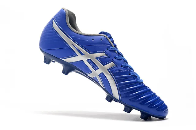 ASICS أبيض ذهبي أحذية كرة قدم منخفضة القطع علوية اصطناعية تغطية خطوط النمر أرض صلبة 3