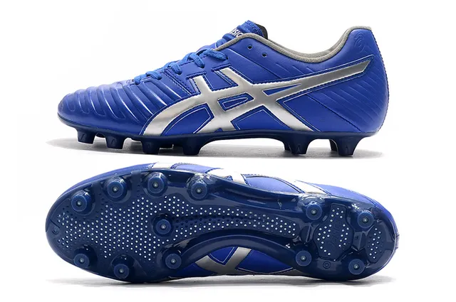 ASICS أبيض ذهبي أحذية كرة قدم منخفضة القطع علوية اصطناعية تغطية خطوط النمر أرض صلبة 10