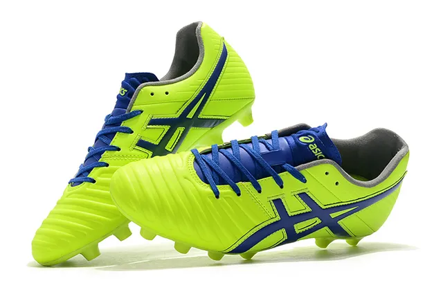ASICS أبيض ذهبي أحذية كرة قدم منخفضة القطع علوية اصطناعية تغطية خطوط النمر أرض صلبة 12