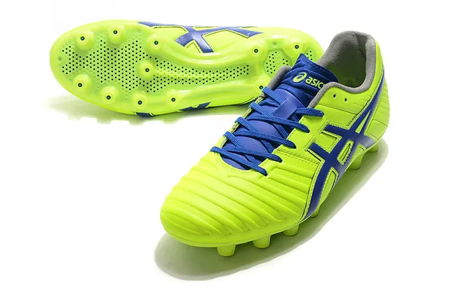 ASICS أبيض ذهبي أحذية كرة قدم منخفضة القطع علوية اصطناعية تغطية خطوط النمر أرض صلبة 16