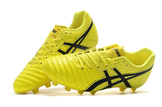 ASICS أبيض ذهبي أحذية كرة قدم منخفضة القطع علوية اصطناعية تغطية خطوط النمر أرض صلبة 22