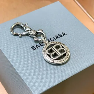Balenciaga BB Logo Charm Silver-Tone Bracelet