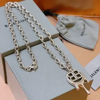 Balenciaga BB Melt 银色链条项链