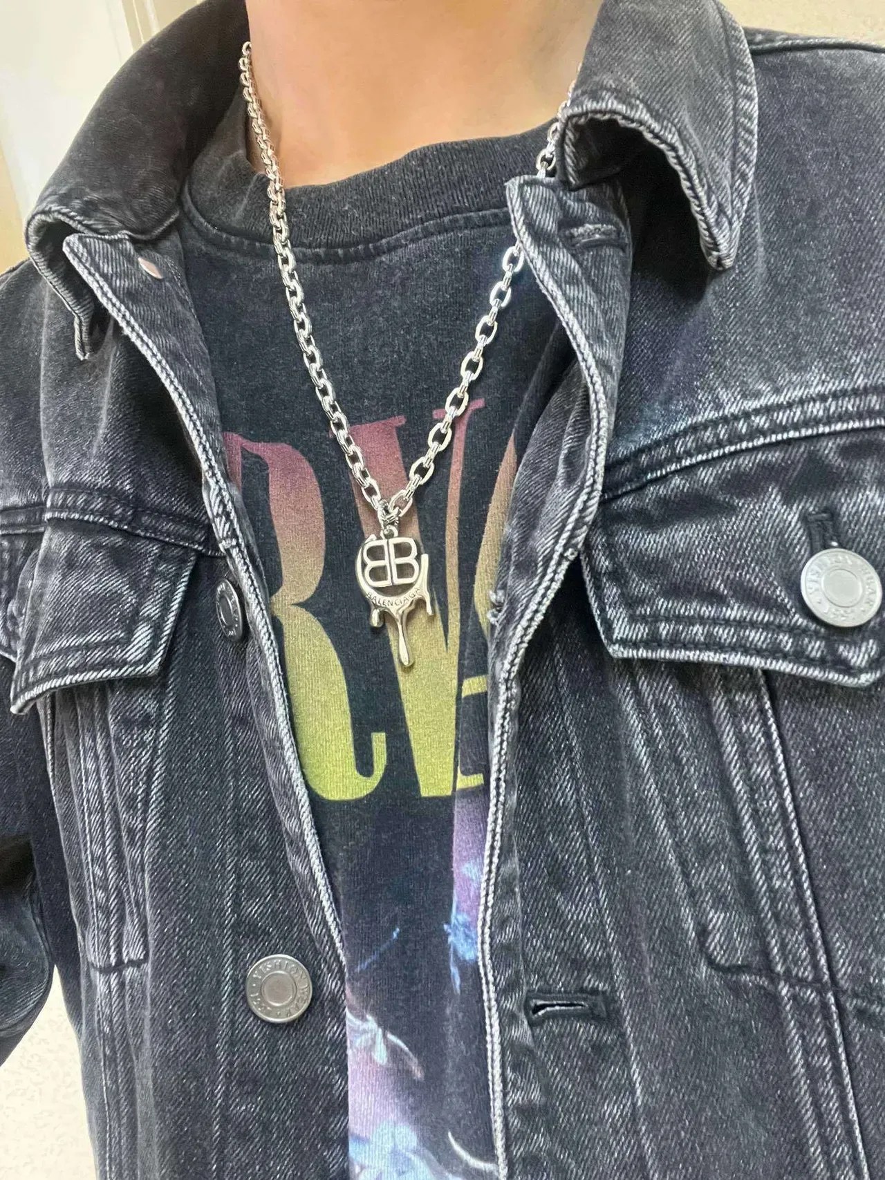 Balenciaga BB Melt चांदी की चेन हार 8