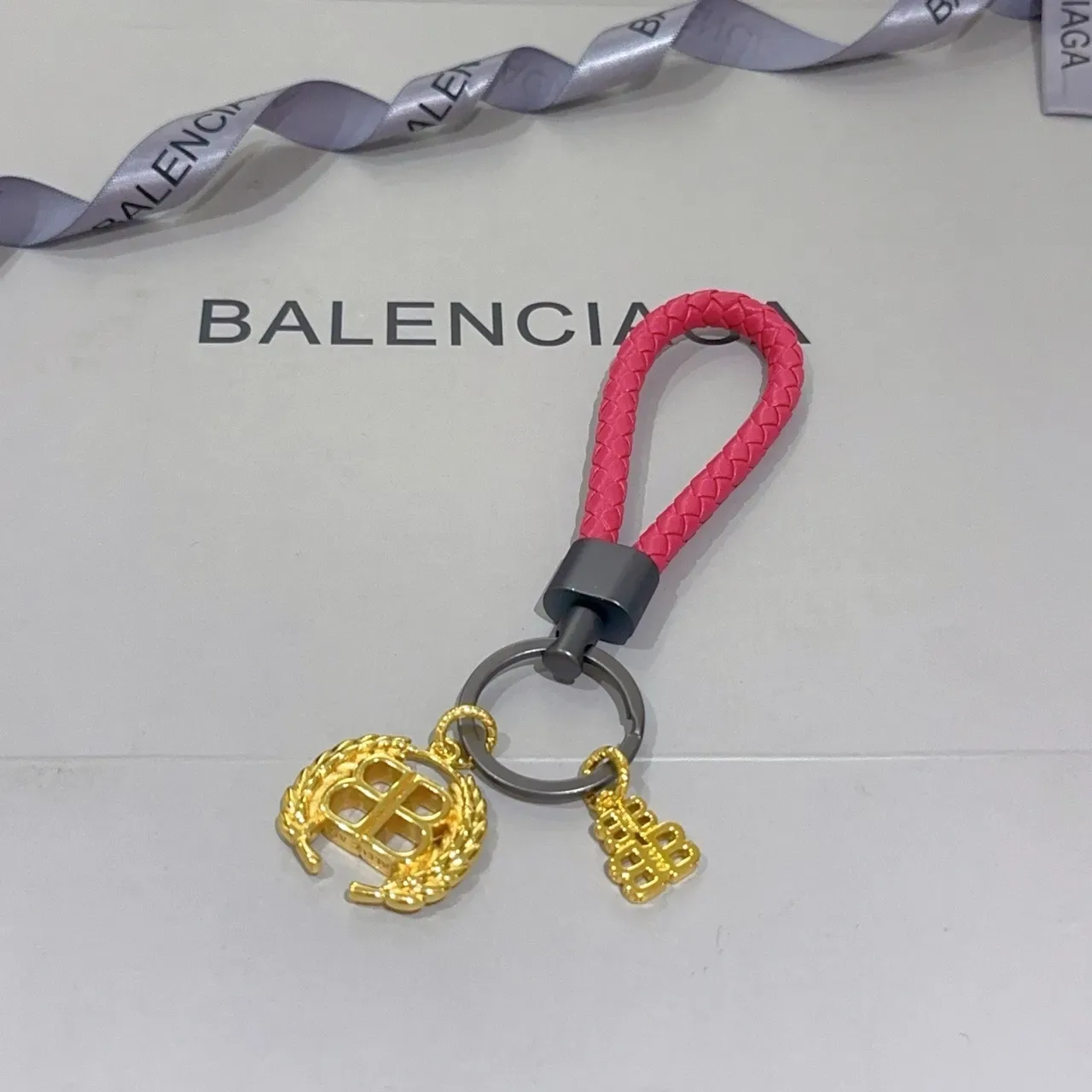 Balenciaga BB Dourado Rosa Cinta Trançada Charm Laurel Duplo B Bracelete 3
