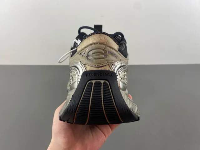 Balenciaga Beige Noir Sola Sculptée Overlays Synthétiques Métalliques Sneakers Chunky 4