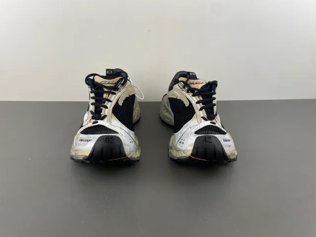 Balenciaga Beige Noir Sola Sculptée Overlays Synthétiques Métalliques Sneakers Chunky 11