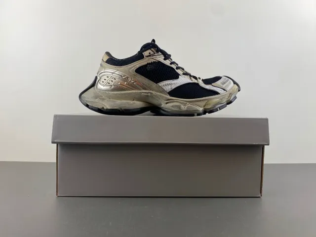 Balenciaga Beige Noir Sola Sculptée Overlays Synthétiques Métalliques Sneakers Chunky 15