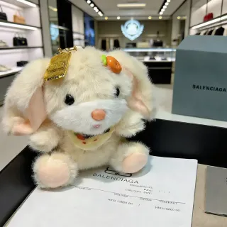 Balenciaga Beige Gold Plush Rabbit Fur-Textured Handbag