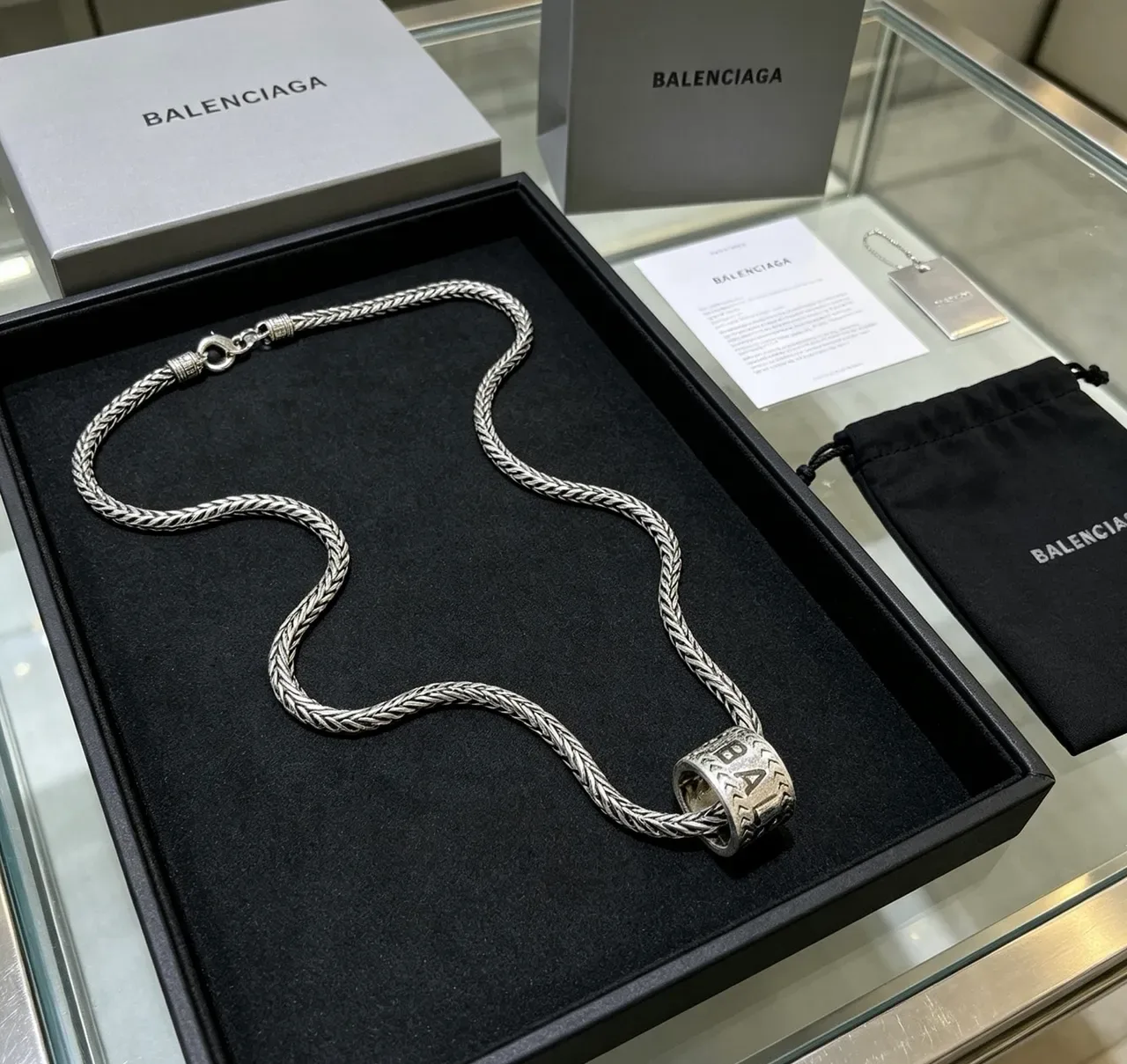 Balenciaga 编织链 圆柱形吊坠项链 4