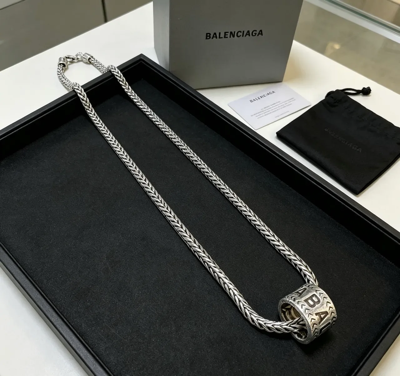 Balenciaga 编织链 圆柱形吊坠项链 6