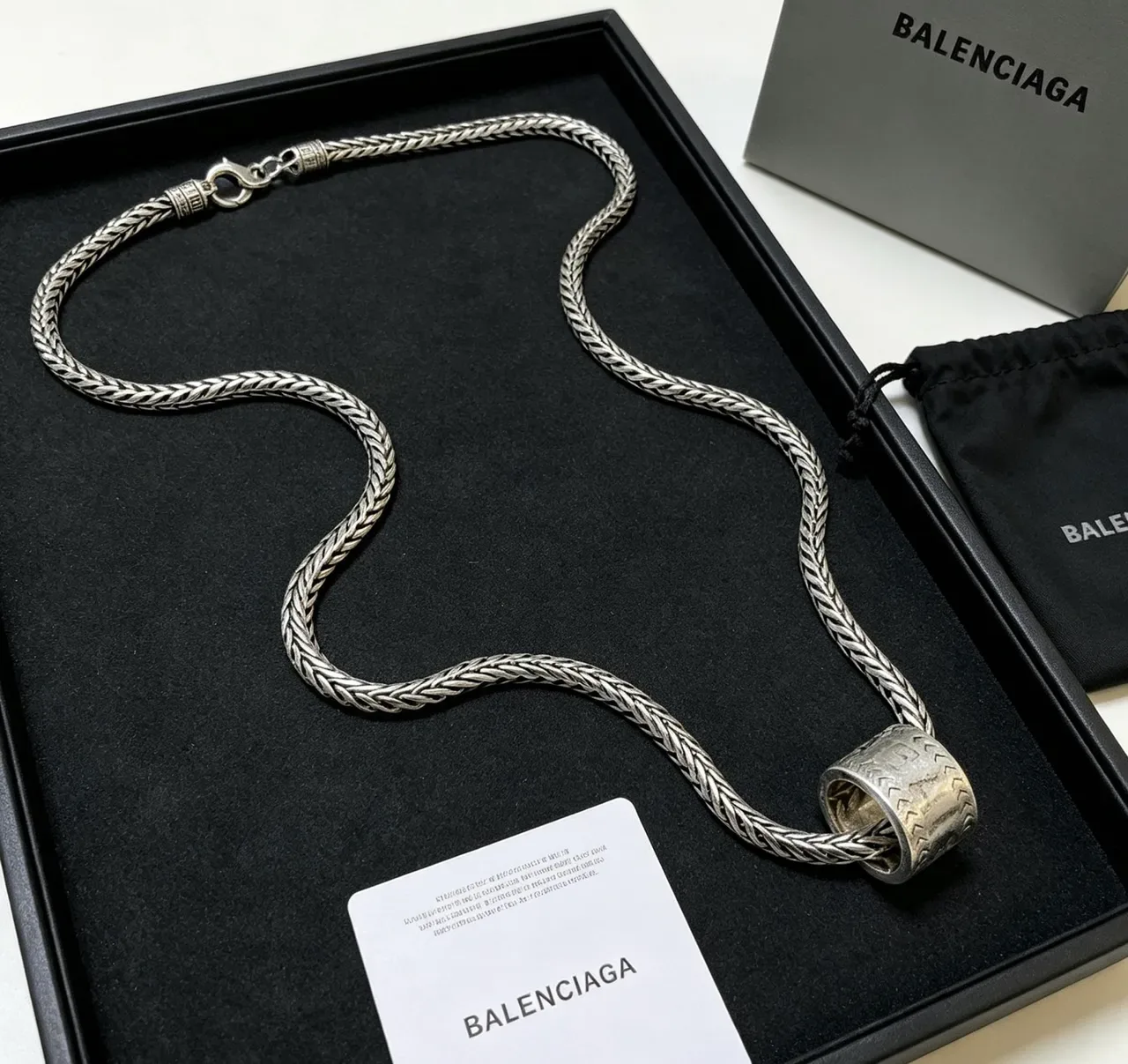 Balenciaga 编织链 圆柱形吊坠项链 7