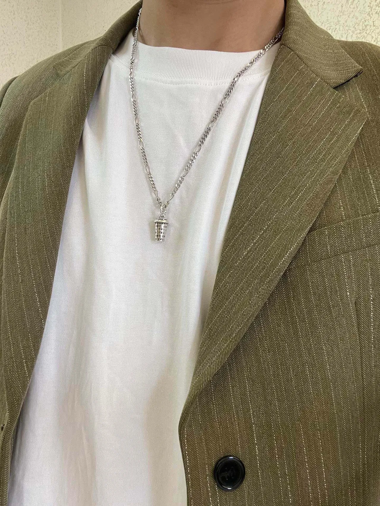 Balenciaga Cylinder Pendant Figaro Chain Necklace 7