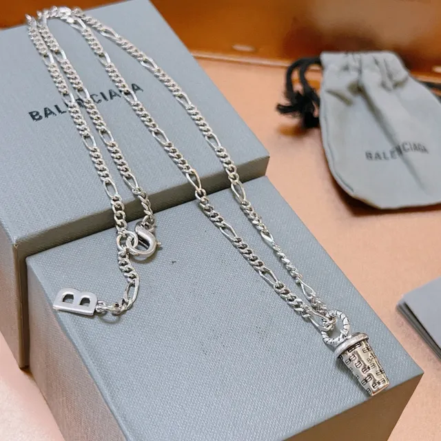 Balenciaga Cylinder Pendant Figaro Chain Necklace 3