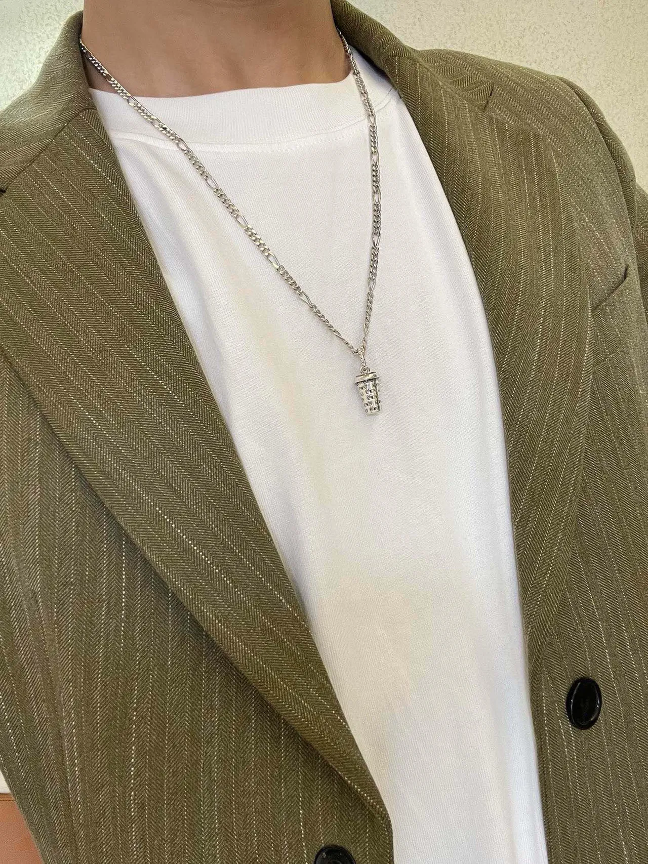 Balenciaga Cylinder Pendant Figaro Chain Necklace 8