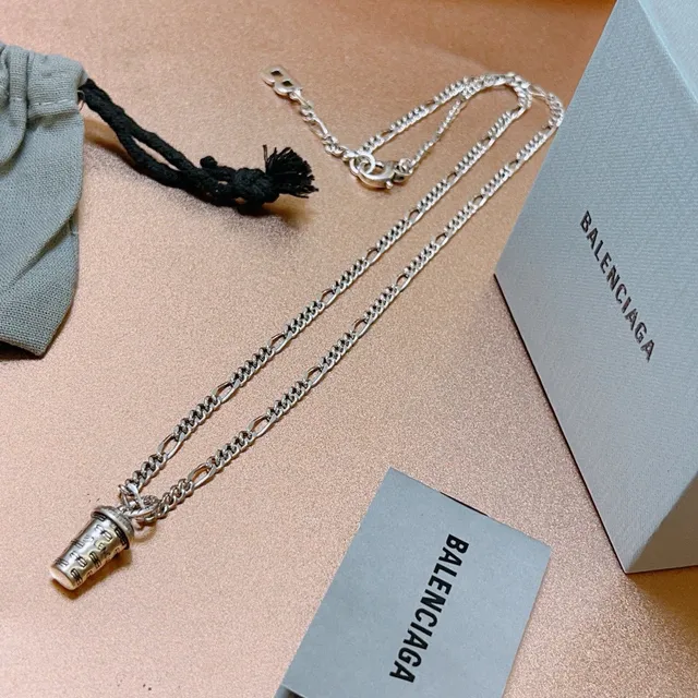 Balenciaga Cylinder Pendant Figaro Chain Necklace 5