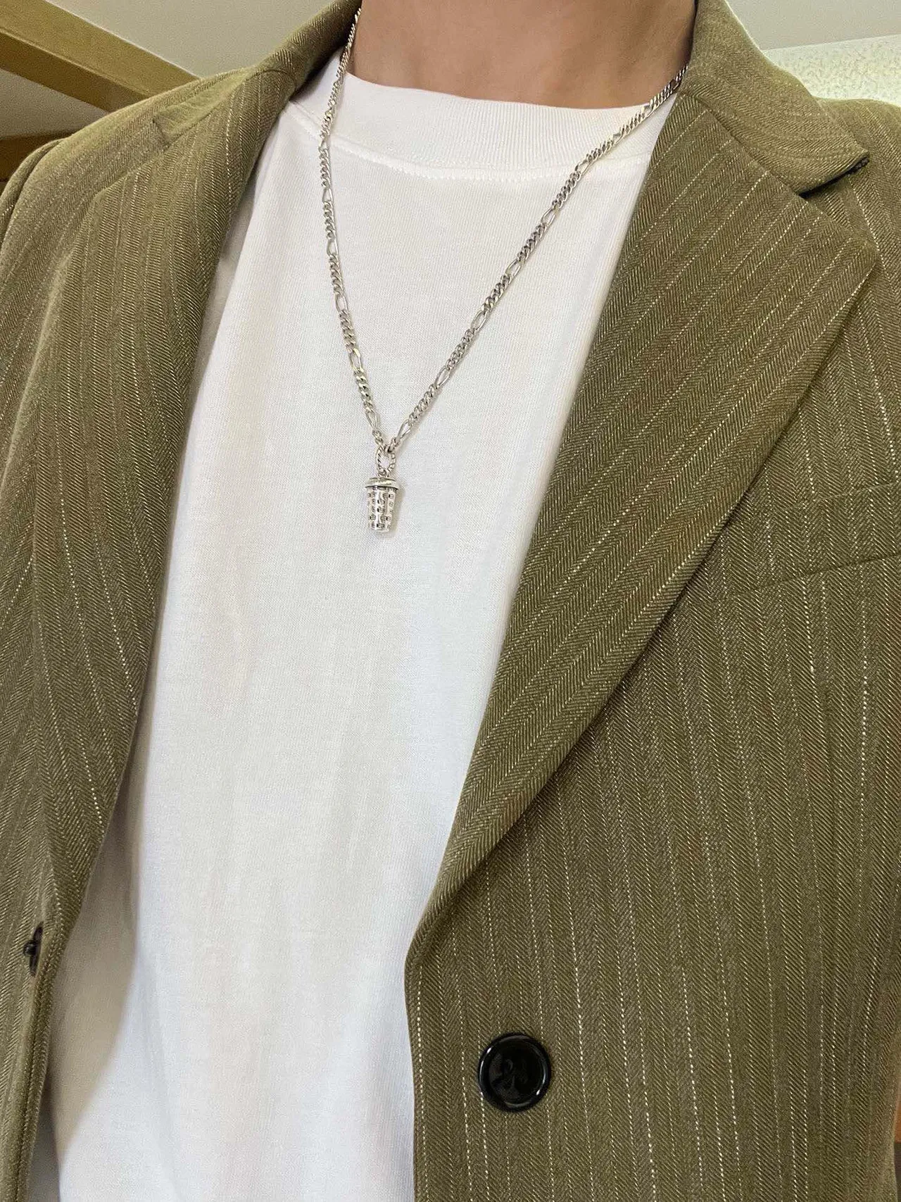 Balenciaga Cylinder Pendant Figaro Chain Necklace 9