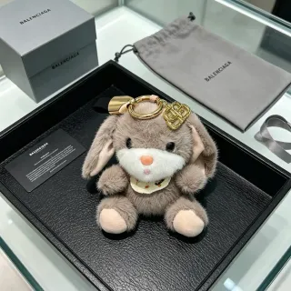 Balenciaga Gray White Plush Rabbit Faux Fur Crossbody Bag