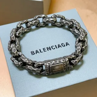 Balenciaga Chaîne Martelée Argent Oxydé Bracelet
