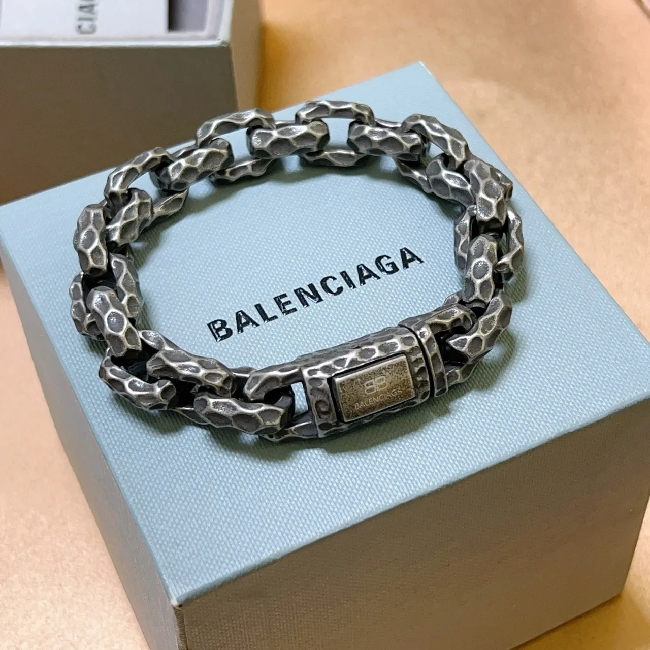 Balenciaga Chaîne Martelée Argent Oxydé Bracelet 2