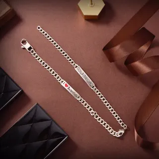 Balenciaga I Love Balenciaga Engraved Curb-Link Chain Bracelet