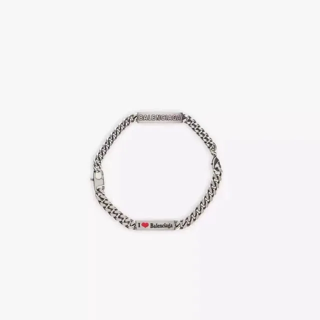 Balenciaga I Love Balenciaga Engraved Curb-Link Chain Bracelet 4