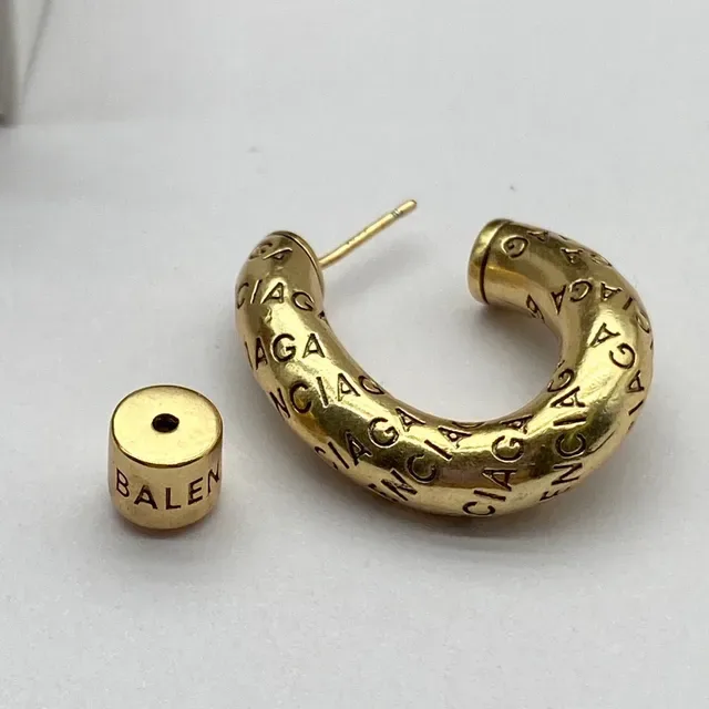 बैलेंसियागा Logo-Embossed C-Hoop Silver Gold ईयररिंग्स 2