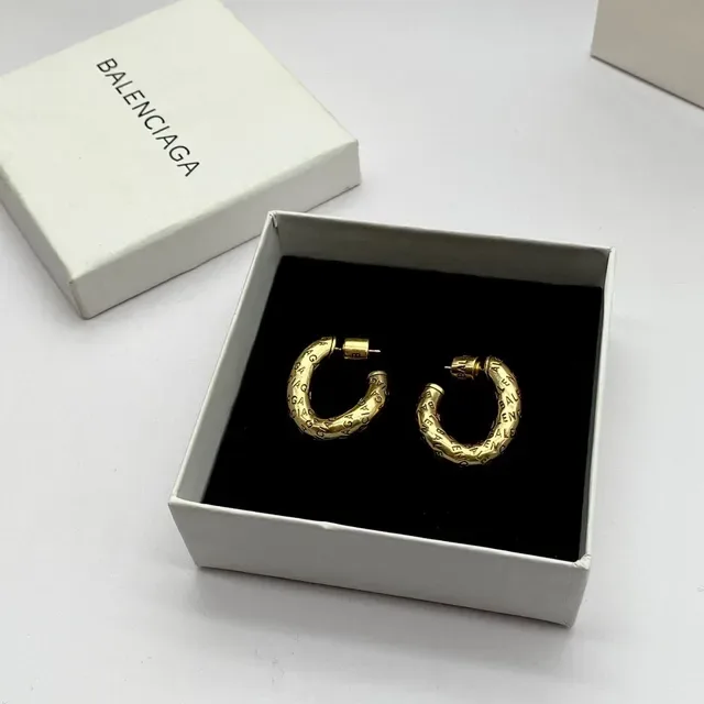 बैलेंसियागा Logo-Embossed C-Hoop Silver Gold ईयररिंग्स 6