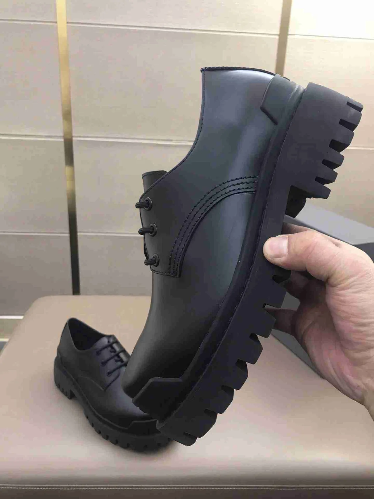 Balenciaga أوكسفورد أسود جلد ناعم سوليوغ سميك أحذية أوكسفورد 5